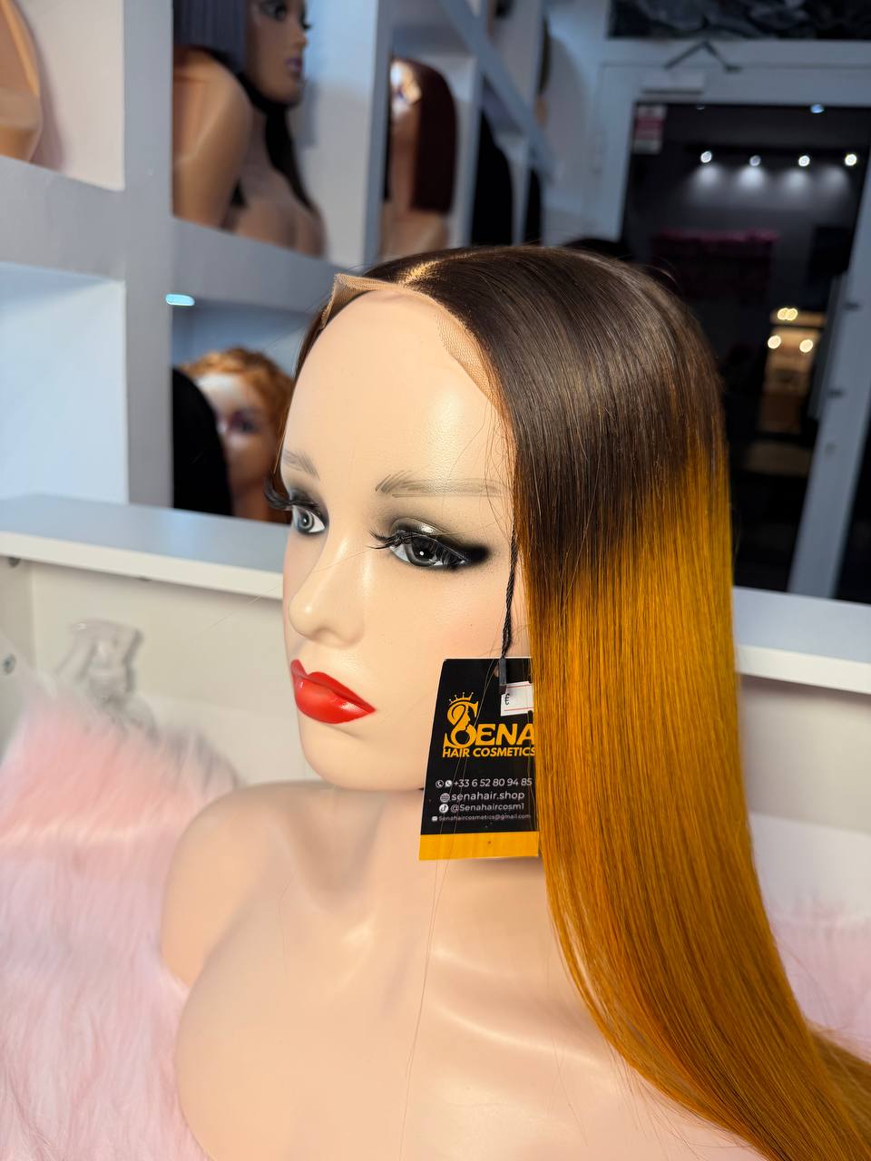 Perruque lace front bouclée méchée